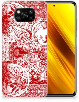 B2Ctelecom GSM Hoesje Xiaomi Poco X3 Back Case TPU Siliconen Hoesje Angel Skull Red