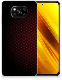 B2Ctelecom GSM Hoesje Xiaomi Poco X3 Backcase TPU Siliconen Hoesje Geruit Rood