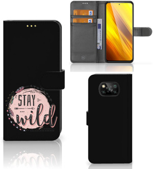 B2Ctelecom GSM Hoesje Xiaomi Poco X3 Book Case met Tekst Boho Stay Wild