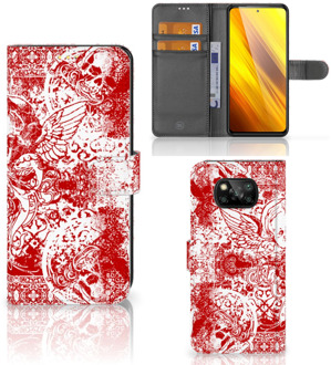 B2Ctelecom GSM Hoesje Xiaomi Poco X3 Book Style Case Angel Skull Red