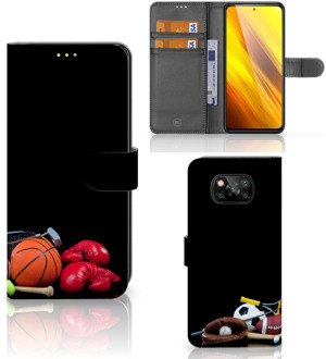 B2Ctelecom GSM Hoesje Xiaomi Poco X3 Bookcover Ontwerpen Voetbal, Tennis, Boxing… Sports