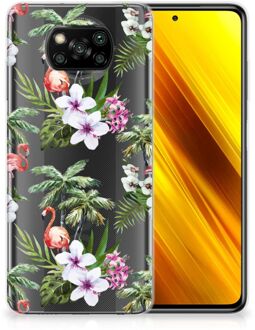 B2Ctelecom GSM Hoesje Xiaomi Poco X3 Doorzichtig Hoesje Flamingo Palms