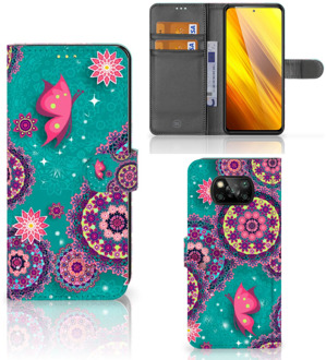 B2Ctelecom GSM Hoesje Xiaomi Poco X3 Flipcase Cirkels en Vlinders