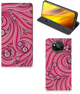 B2Ctelecom GSM Hoesje Xiaomi Poco X3 Foto Hoesje ontwerpen Swirl Pink