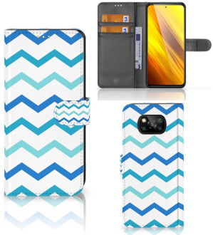 B2Ctelecom GSM Hoesje Xiaomi Poco X3 Foto hoesje Zigzag Blauw