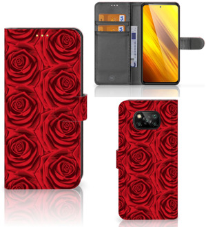 B2Ctelecom GSM Hoesje Xiaomi Poco X3 Mobiel Bookcase Red Roses