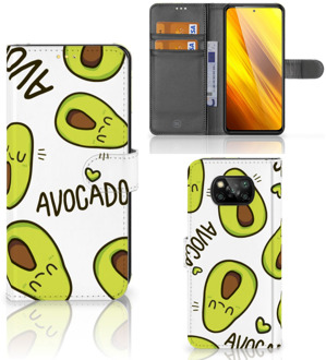 B2Ctelecom GSM Hoesje Xiaomi Poco X3 Mobiel Bookcase Valentijn Cadeautje Haar Avocado Singing