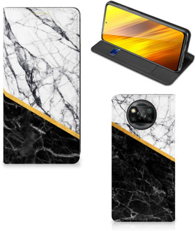 B2Ctelecom GSM Hoesje Xiaomi Poco X3 Mobiel Case Marble White Black