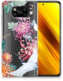 B2Ctelecom GSM Hoesje Xiaomi Poco X3 Smartphonehoesje Customize Bird Flowers