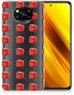 B2Ctelecom GSM Hoesje Xiaomi Poco X3 Smartphonehoesje Transparant Paprika Red