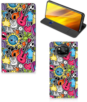 B2Ctelecom GSM Hoesje Xiaomi Poco X3 Telefoonhoesje Portemonnee Punk Rock