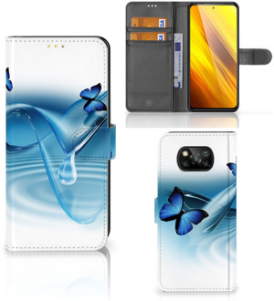 B2Ctelecom GSM Hoesje Xiaomi Poco X3 Telefoonhoesje Portemonnee Vlinders