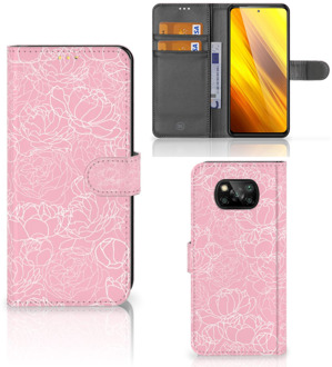 B2Ctelecom GSM Hoesje Xiaomi Poco X3 Telefoonhoesje Tekst White Flowers