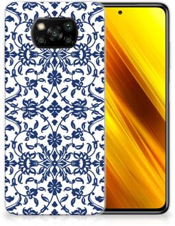 B2Ctelecom GSM Hoesje Xiaomi Poco X3 Trendy Telefoonhoesjes Flower Blue