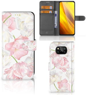 B2Ctelecom GSM Hoesje Xiaomi Poco X3 Wallet Book Case Cadeau voor Mama Lovely Flowers