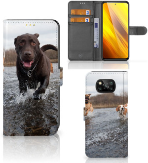 B2Ctelecom GSM Hoesje Xiaomi Poco X3 Wallet Book Case Honden Labrador