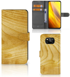 B2Ctelecom GSM Hoesje Xiaomi Poco X3 Wallet Book Case Licht Hout