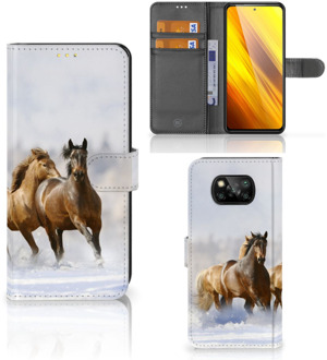 B2Ctelecom GSM Hoesje Xiaomi Poco X3 Wallet Book Case Paarden