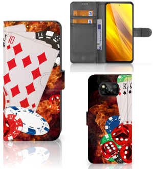 B2Ctelecom GSM Hoesje Xiaomi Poco X3 Wallet Book Case Personaliseren Casino