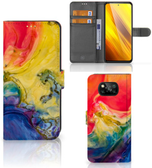 B2Ctelecom GSM Hoesje Xiaomi Poco X3 Wallet Book Case Watercolor Dark