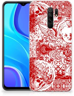 B2Ctelecom GSM Hoesje Xiaomi Redmi 9 Back Case TPU Siliconen Hoesje Angel Skull Red