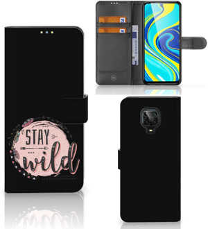 B2Ctelecom GSM Hoesje Xiaomi Redmi Note 9 Pro | Note 9S Book Case met Tekst Boho Stay Wild