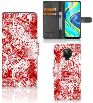 B2Ctelecom GSM Hoesje Xiaomi Redmi Note 9 Pro | Note 9S Book Style Case Angel Skull Red