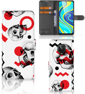 B2Ctelecom GSM Hoesje Xiaomi Redmi Note 9 Pro | Note 9S Bookstyle Case Skull Red