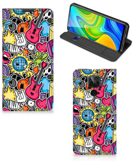 B2Ctelecom GSM Hoesje Xiaomi Redmi Note 9 Telefoonhoesje Portemonnee Punk Rock