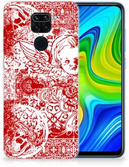 B2Ctelecom GSM Hoesje Xiaomi Redmi Note9 Back Case TPU Siliconen Hoesje Angel Skull Red