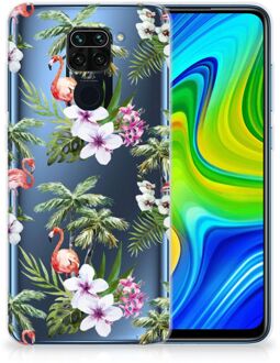 B2Ctelecom GSM Hoesje Xiaomi Redmi Note9 Doorzichtig Hoesje Flamingo Palms