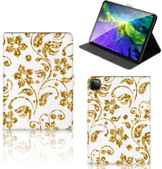 B2Ctelecom Hippe Hoes iPad Pro 11 (2020) Tablet Hoes met Magneetsluiting Gouden Bloemen