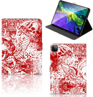 B2Ctelecom Hippe Hoesje iPad Pro 11 (2020) Hoes met Magneetsluiting Angel Skull Red