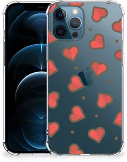 B2Ctelecom Hippe Hoesje iPhone 12 | 12 Pro Smartphone hoesje met doorzichtige rand Hearts