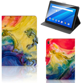 B2Ctelecom Hippe Hoesje Lenovo Tab E10 Cover met Magneetsluiting Watercolor Dark