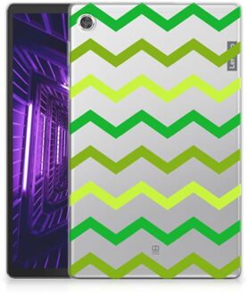 B2Ctelecom Hippe Hoesje Lenovo Tab M10 Plus Backcase Ontwerpen Zigzag Groen met doorzichte zijkanten