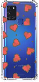 B2Ctelecom Hippe Hoesje Samsung Galaxy A21s Smartphone hoesje met doorzichtige rand Hearts