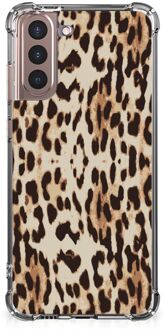 B2Ctelecom Hippe Hoesje Samsung Galaxy S21 Plus Smartphone hoesje met doorzichtige rand Leopard