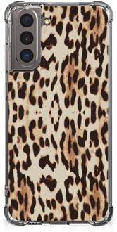 B2Ctelecom Hippe Hoesje Samsung Galaxy S21 Smartphone hoesje met doorzichtige rand Leopard