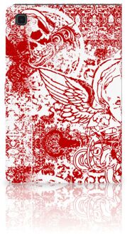 B2Ctelecom Hippe Hoesje Samsung Galaxy Tab A7 (2020) Hoes met Magneetsluiting Angel Skull Red