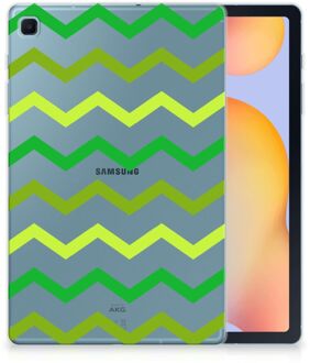 B2Ctelecom Hippe Hoesje Samsung Galaxy Tab S6 Lite Backcase Ontwerpen Zigzag Groen met doorzichte zijkanten