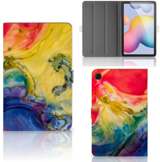 B2Ctelecom Hippe Hoesje Samsung Galaxy Tab S6 Lite Cover met Magneetsluiting Watercolor Dark