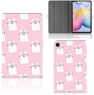 B2Ctelecom Hippe Hoesje Samsung Galaxy Tab S6 Lite Hoesje met Magneetsluiting Sleeping Cats