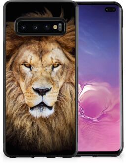 B2Ctelecom Hippe Hoesjes Customize Super als Vaderdag Cadeau Samsung Galaxy S10+ Telefoonhoesje met Zwarte rand Leeuw