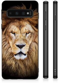 B2Ctelecom Hippe Hoesjes Customize Super als Vaderdag Cadeau Samsung Galaxy S10 Telefoonhoesje met Zwarte rand Leeuw