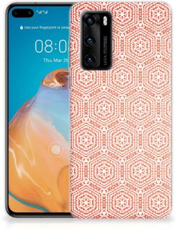 B2Ctelecom Hippe Hoesjes Huawei P40 Telefoon Hoesje Pattern Orange