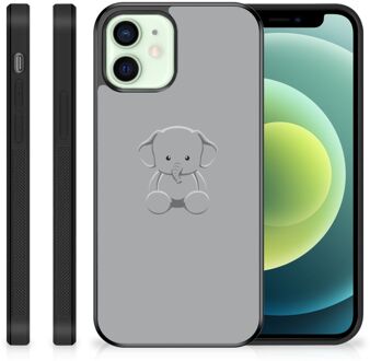 B2Ctelecom Hippe Hoesjes iPhone 12 Mini Telefoonhoesje met Zwarte rand Baby Olifant