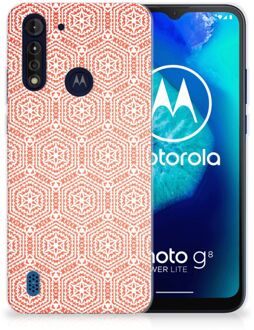 B2Ctelecom Hippe Hoesjes Motorola Moto G8 Power Lite Telefoon Hoesje Pattern Orange