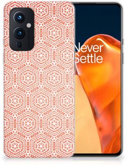 B2Ctelecom Hippe Hoesjes OnePlus 9 Telefoon Hoesje Pattern Orange