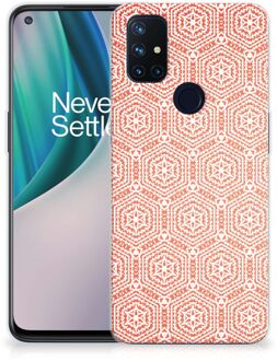 B2Ctelecom Hippe Hoesjes OnePlus Nord N10 5G Telefoon Hoesje Pattern Orange